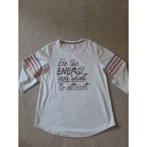 C Active Relaxed White Top 3/4 sleeves să XS Be The Energy You Want To Attract